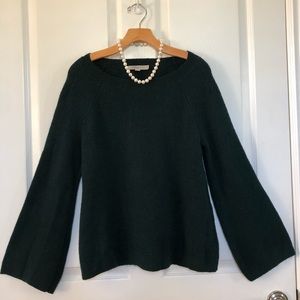 EUC Loft dark green bell sleeve cozy warm sweater
